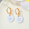 Gold Tone I Love You Disc Huggie Drop Earrings in Five Colors view 5