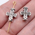 15x12.6x5.5mm 1.9g Antique Silver Zinc Alloy Cross Loose Metal Beads for Bracelet DIY Jewelry Making