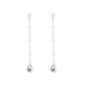 Pearl Look Chain and Silver Teardrop Long Stud Earrings view 5