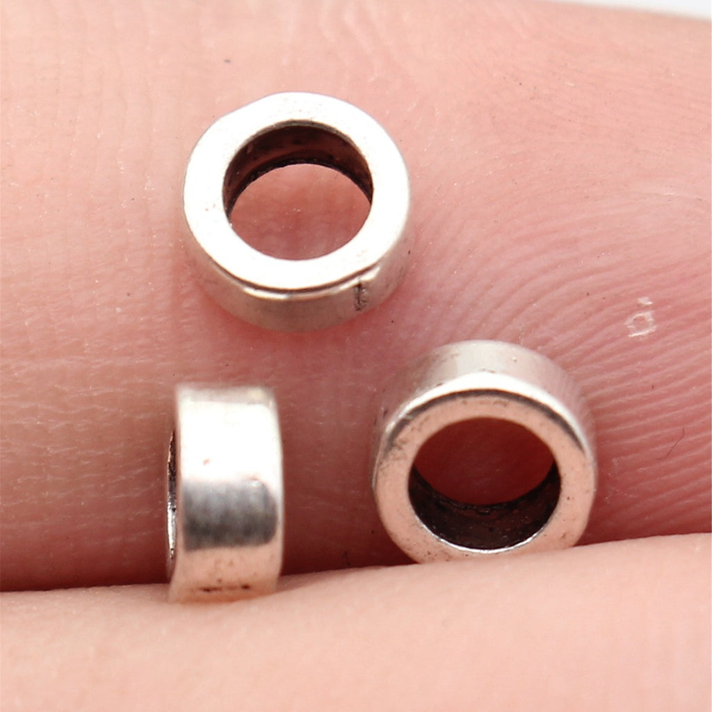 6x6x2.8mm 0.29g Antique Silver Zinc Alloy Smooth Round Spacer Beads for DIY Bracelet Jewelry Making