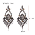 Blue Silver Tone Blue Marquise Feather Tassel Crystal Four Designs Metal Dangle Earrings view 5