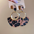 Leopard Print Geometric Drop Earrings in Seven Designs view 4
