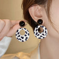 Leopard Print Open Circle Drop Stud Statement Earrings view 4