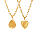 Stainless Steel Embossed Flower Teardrop Heart Pendant Necklaces view 5