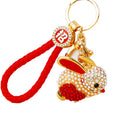 Pearl Accent Jeweled Rabbit Keychains in Four Colors with Fortune Loops view 5