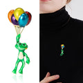 Green Frog and Colorful Balloon Brooch Jacket and Scarf Accessory view 2