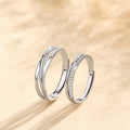 Silver Open Adjustable Cross Couple Rings Men Women view 2