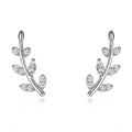 Leaf Branch Climber Clear CZ Stud Earrings Two Tones view 6