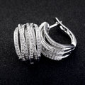 Five-Rail Pave Wide Hinged Hoop Earrings In Polished Silver Tone view 1