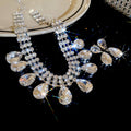 Clear Teardrop Crystal Multi Row Necklace Earring Sets view 7