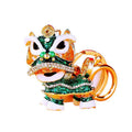 Gold Tone Lion Dance Keychains with Crystals and Braided Straps view 5