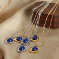 Blue Stone Irregular Frame Pendant Necklace Stud Earrings view 1