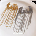 C Shaped Chain Fringe Earrings in Gold and Silver Tones view 2