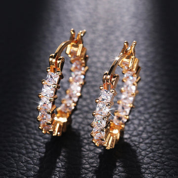 Marquise Crystal Huggie Hoop Earrings in Three Metal Tones