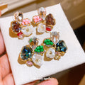 Multicolor Crystal Flower Cluster Stud Earrings in Two Palettes view 1