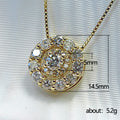Gold Tone Round Halo Clear Stone Pendant Necklace Box Chain view 4