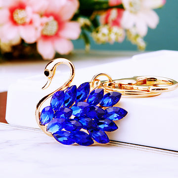 Crystal Swan Keychains in Eight Colors plus Assorted Color Option