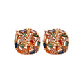 Gold Tone Multicolor Crystal Square Stud Earrings Fashion Jewelry view 5
