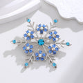 Blue Silver Tone Snowflake Crystal Metal Brooch Pin view 5