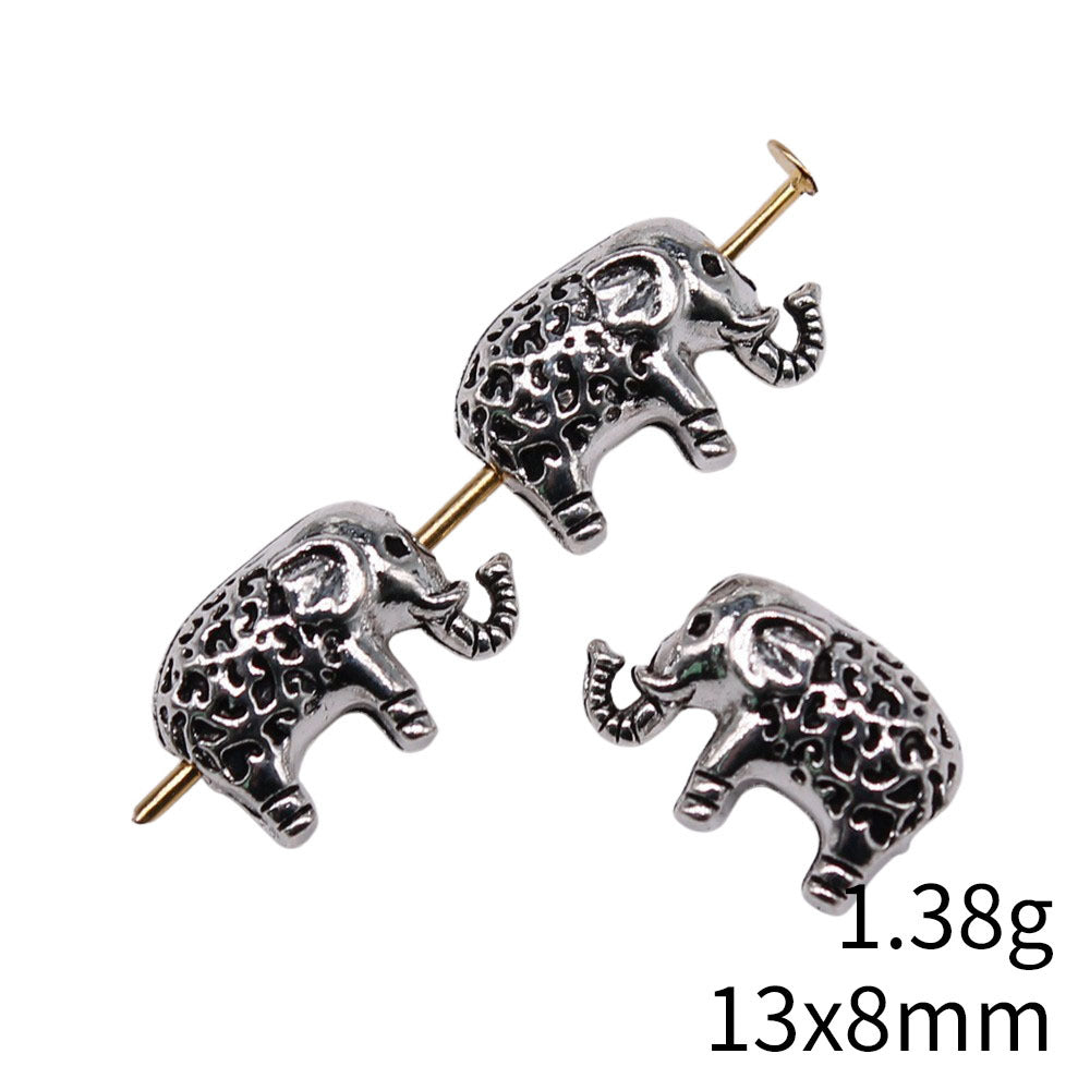 13x8mm 1.38g Antique Silver Zinc Alloy Elephant Small Hole Loose Metal Beads for DIY Jewelry Making