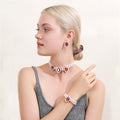 Four Color Pearl Look Oval Necklace Bracelet Earring Jewelry Sets view 3