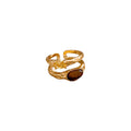 Gold Dual Band Tiger Eye Champagne Crystal Open Ring view 5