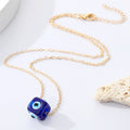 Gold Tone Cube Bead Evil Eye Chain Necklaces in Two Blue Colors view 5