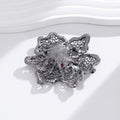 Black Flower Openwork Crystal Six Designs Metal Brooch Pin view 5
