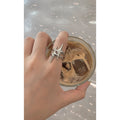 Silver Four Point Star Open Ring Abstract Dual Band view 3