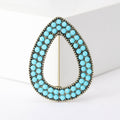 Open Teardrop Beaded Brooch in Turquoise Blue and Red view 6