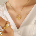 Gold Circle Mountain And Wave Pendant Necklace Pair Styles view 1