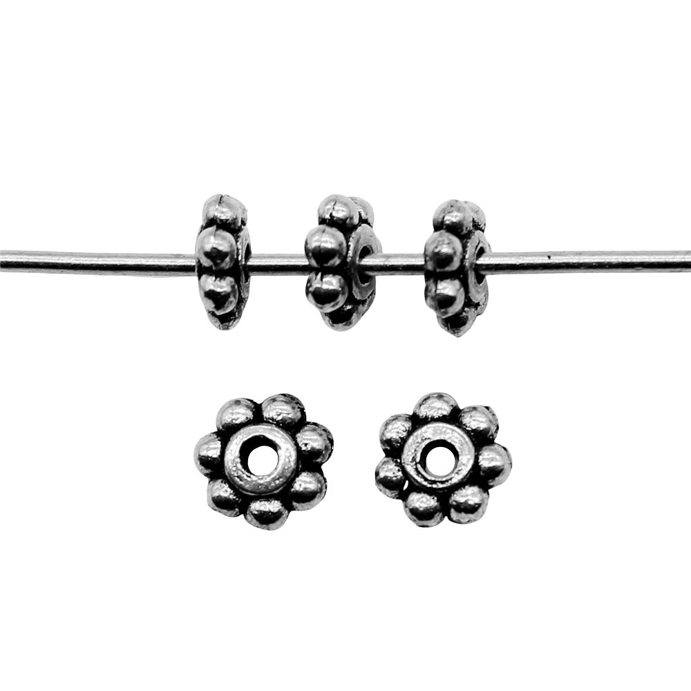 5x5mm 0.2g Antique Silver Zinc Alloy Round Small Hole Spacer Beads for DIY Bracelet Jewelry Making