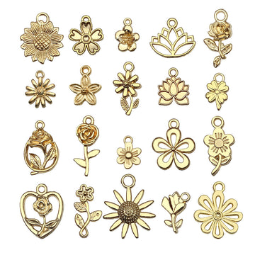 Alloy Gold-Tone Sunflower Metal Charms with 25 Listed Options