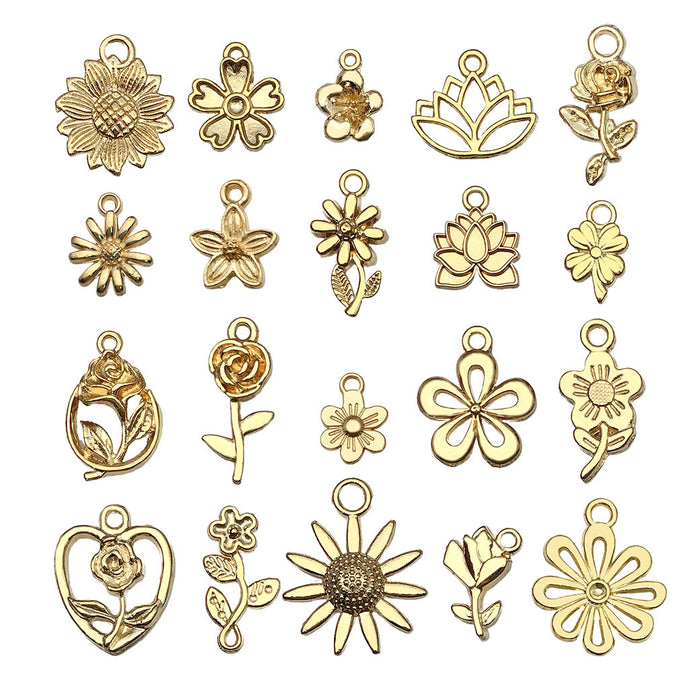 Alloy Gold-Tone Sunflower Metal Charms with 25 Listed Options