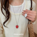 Strawberry Pendant Necklace in Red and White Options view 1