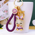 Jeweled Bow Ear Rabbit Character Keychains in Four Pictured Colors view 4