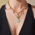 Palm Tree Enamel and Crystal Lock Pendant Necklaces in Four Styles view 4
