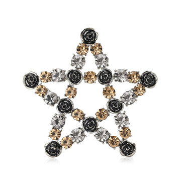 Open Star Rhinestone Brooch in Two Colors Decorative Lapel Pin