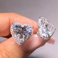 White Gold Heart Halo Stud Earrings Clear Zircon Pair view 6