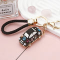 Jeweled Rounded Car Keychains in Seven Colors with Braided Loop Options view 4