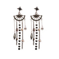 Black Crystal Fan And Chain Tassel Statement Earrings view 5