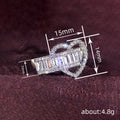 Heart Outline And Baguette Rail Wide Ring In Polished Silver Tone view 4