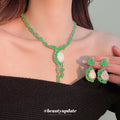 Resin Bud Oval Pearl Center Necklace Drop Earrings view 4