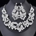 Silver Tone Butterfly Crystal Metal Necklace and Earring Set view 3