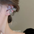 Silver Crystal Ribbon Bow Decorative Ear Cuff Clips view 3