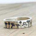 Antique Silver Embossed Mushroom Band Ring Sizes 6-10 view 2