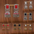 Six Color Rectangular Top Ornate Jhumka Dangle Earrings view 1
