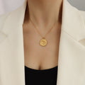 Double-Sided Bird Disc Pendant Necklace Gold Steel Tone view 4