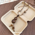 Brown Beaded Cord Necklace With Gourd Pendant Jewelry view 4