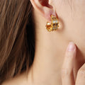 Patchwork Enamel C Hoop Earrings Gold and Steel Tone view 4